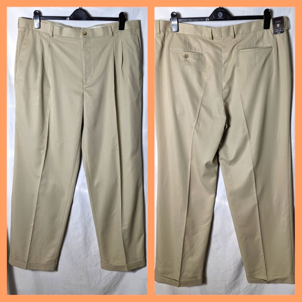 Oxford Golf New men's pants 42 waist 34 inseam cuffed Khaki Color Lightweight